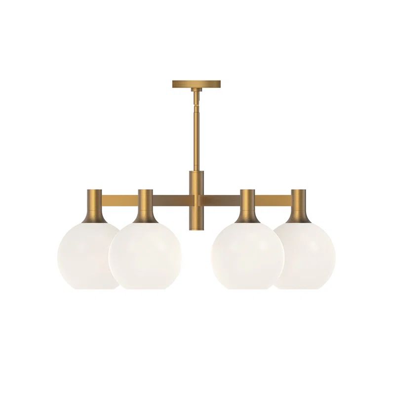 Castilla Aged Gold 6-Light Globe Chandelier with Opal Matte Shade