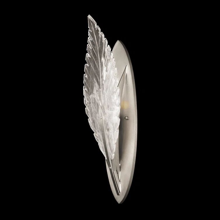 Plume Elegance Dimmable White Glass Silver Sconce