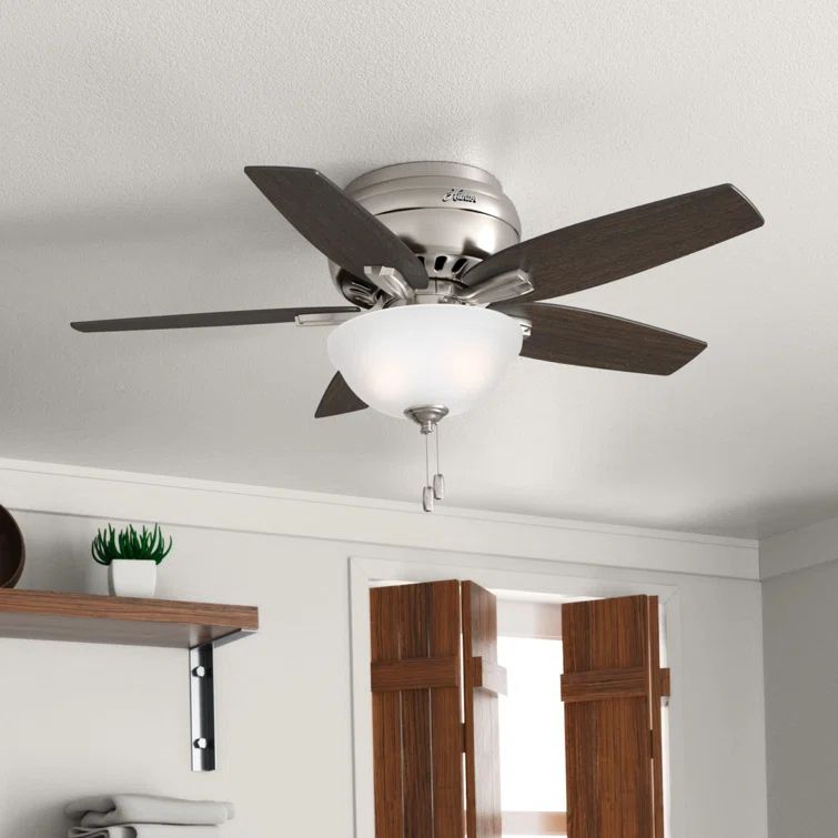 Sleek 42" Brushed Nickel Low-Profile Ceiling Fan with LED Light & Remote