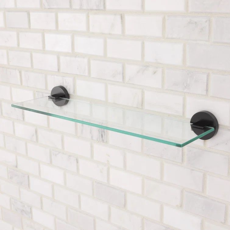 Matte Black Glass Wall-Mounted Bathroom Shelf