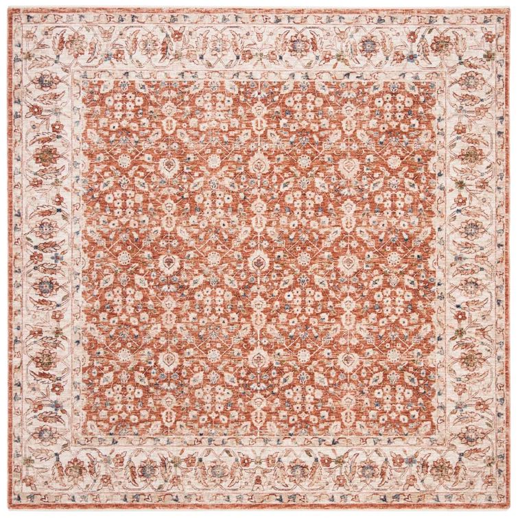 Helena Square Beige and Light Rust Hand-Knotted Area Rug
