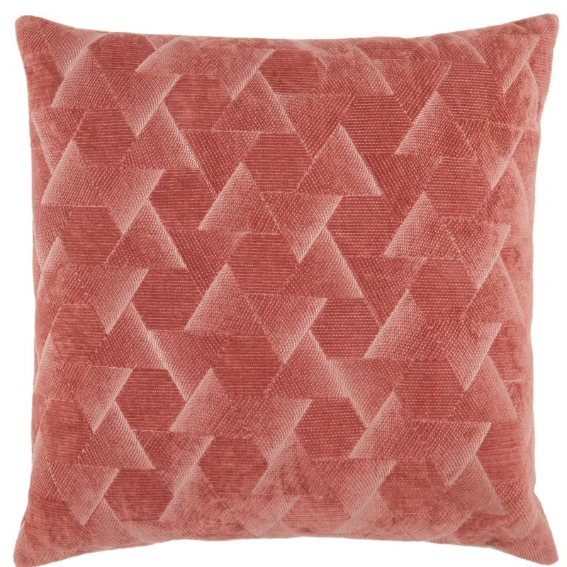 Dark Pink Embroidered Cotton Velvet Throw Pillow Set