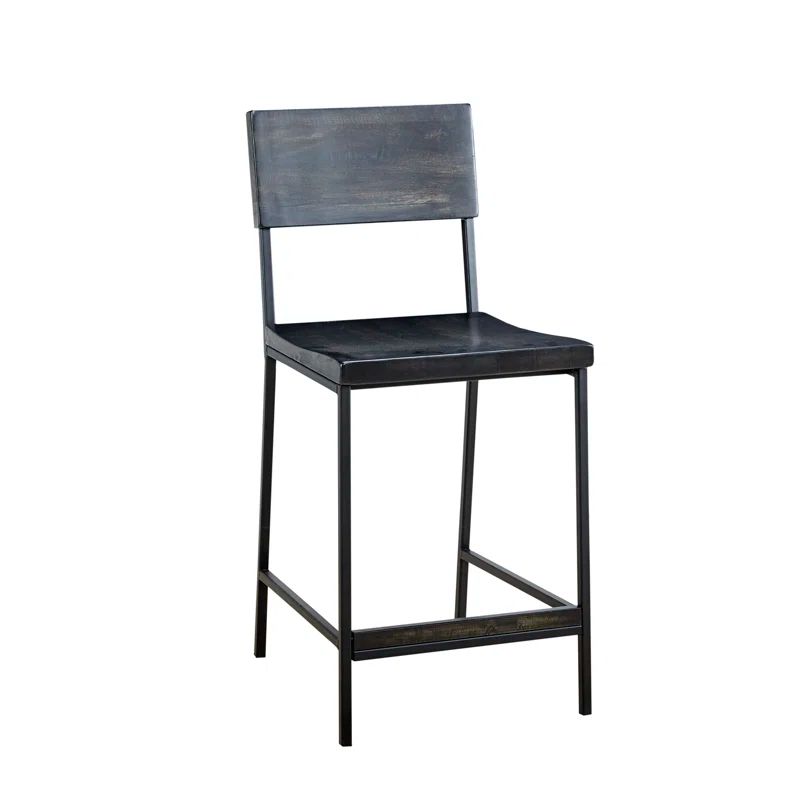 Tacoma 24.8" Black Wood and Metal Counter Stool