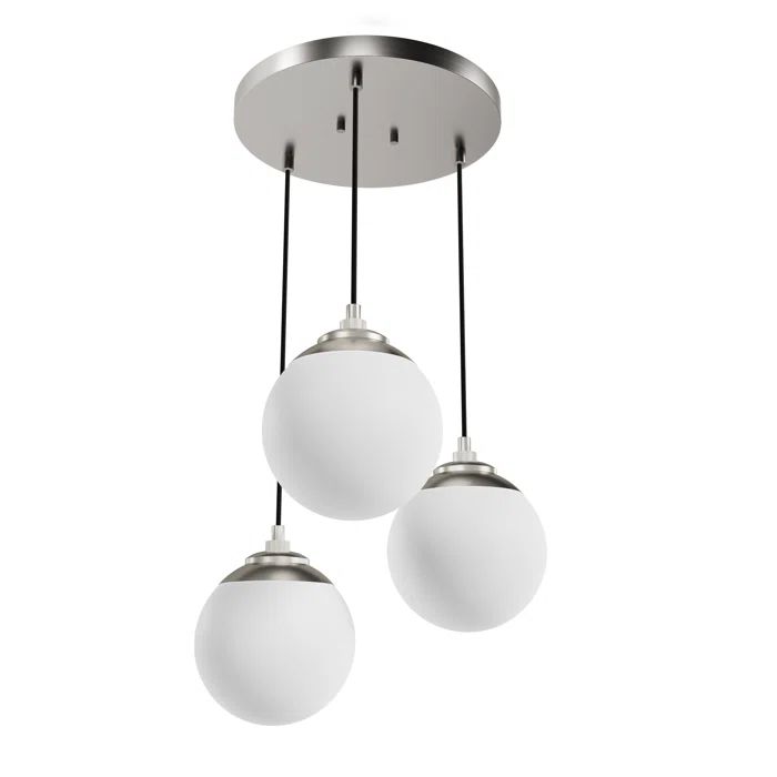 Hepburn Brushed Nickel 3-Light Globe Pendant with White Glass