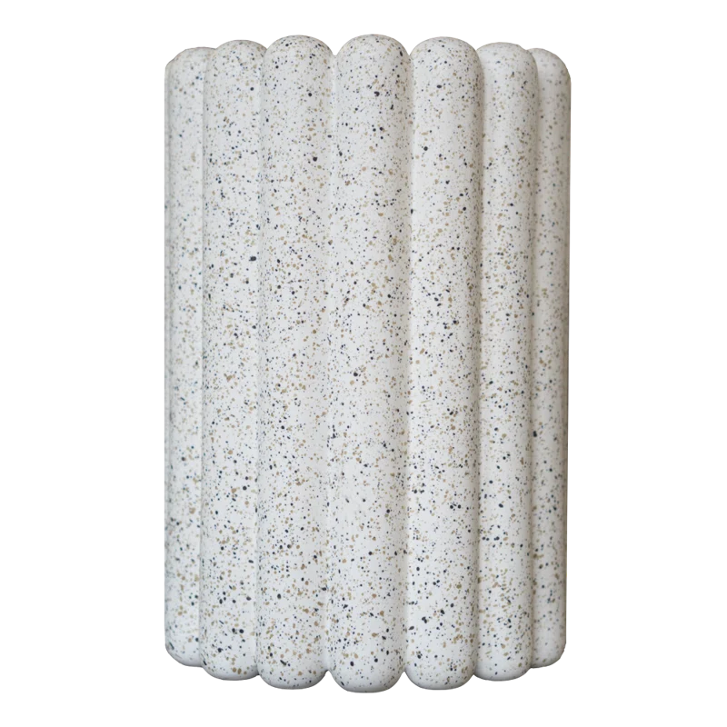 Mist Dot White Ceramic Round Pot Planter, 9.10'' H
