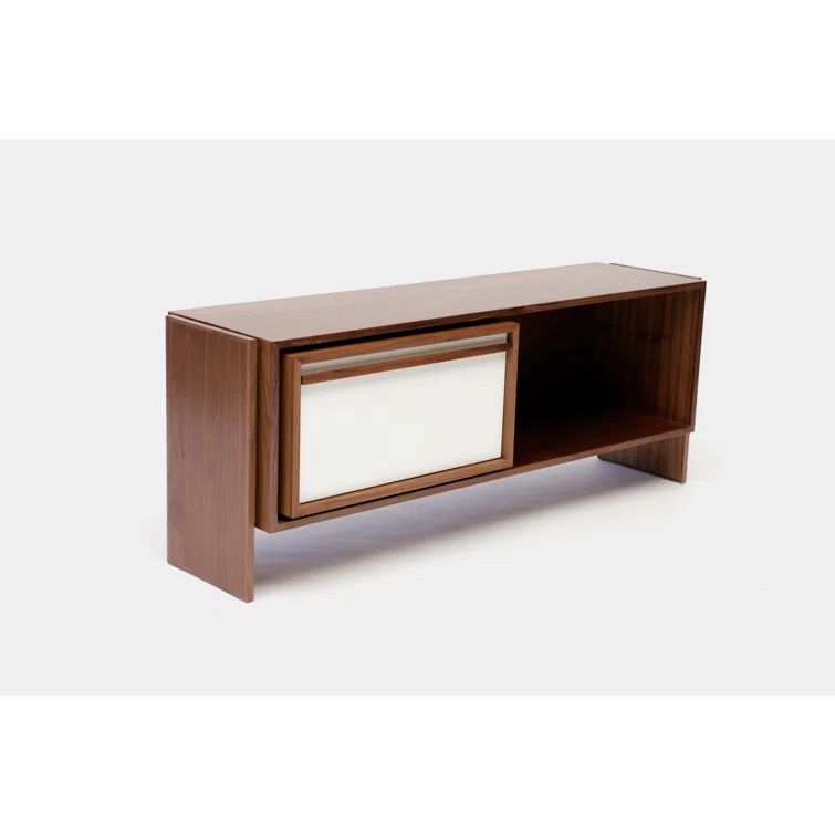 Versatile Solid Wood White Door Recessed Wall Shelf, 58" W