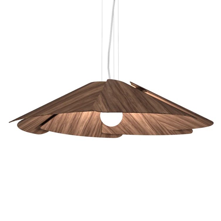 American Walnut LED Pendant Light with Natural Wood Veneer