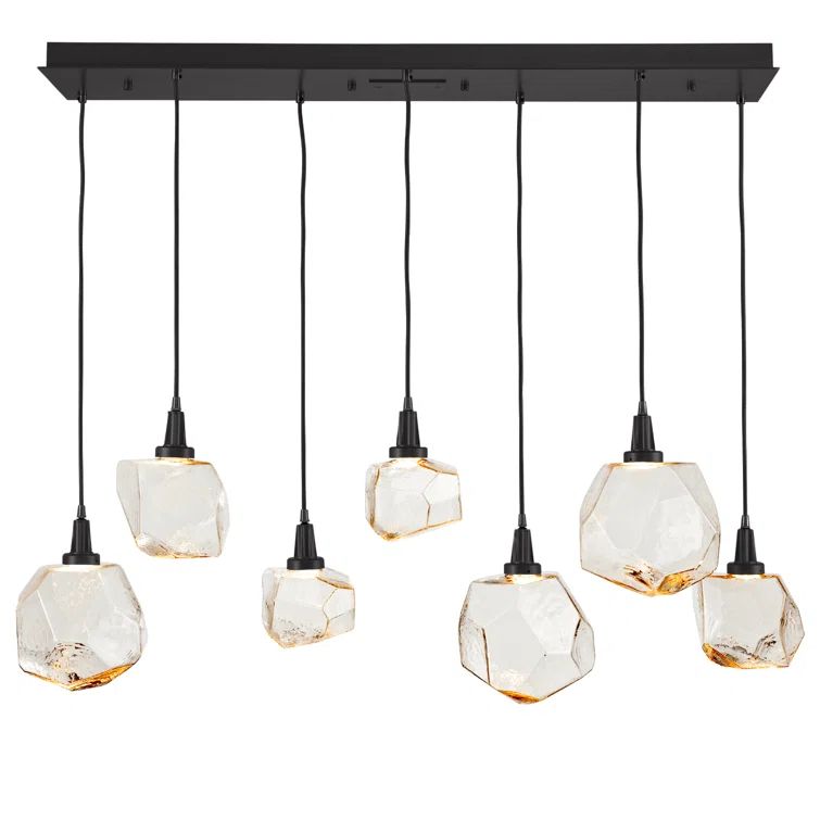 Gemstone Cascade Matte Black LED Island Pendant - 46.7"