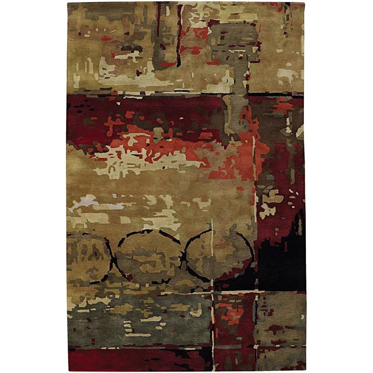 Nirvana Abstract Red Wool 7'9" x 10'6" Tufted Area Rug