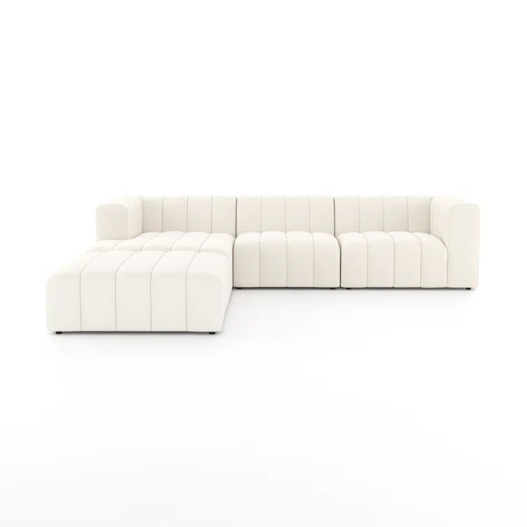 Fayette Cloud Tufted Faux Leather 3-Piece Sectional with Ottoman