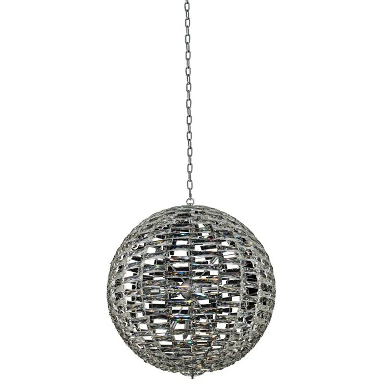 Alta 26" Polished Chrome Crystal Globe Pendant Light