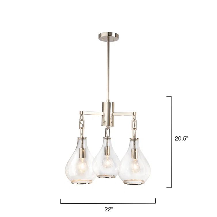 Mini Crestwood Nickel Finish 3-Light Clear Glass Chandelier