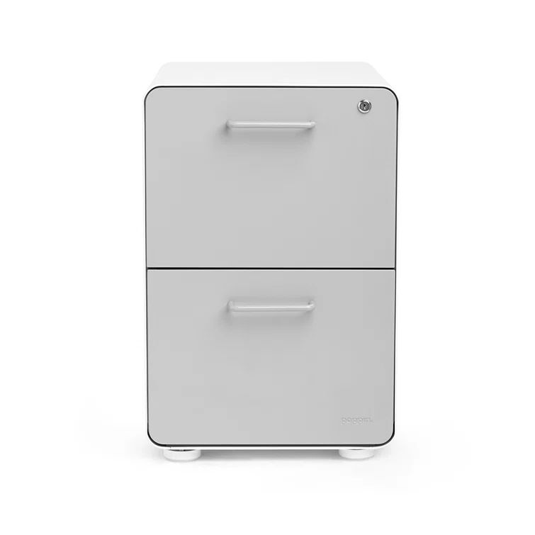 Stow Compact 2-Drawer White & Light Gray Steel File Cabinet