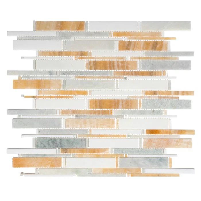 Knoll Orange and White Marble Mosaic Tile