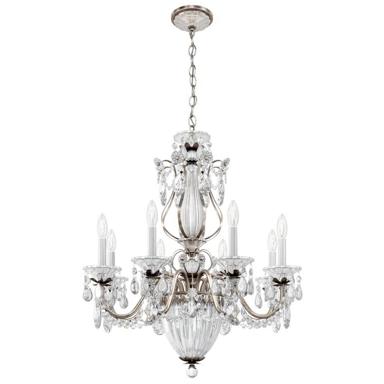 Elegant Antique Silver 11-Light Chandelier with Heritage Crystal