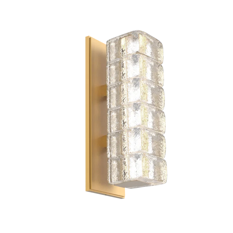 13'' Gilded Brass Modern Wall Sconce with Clear Glass Diffusers