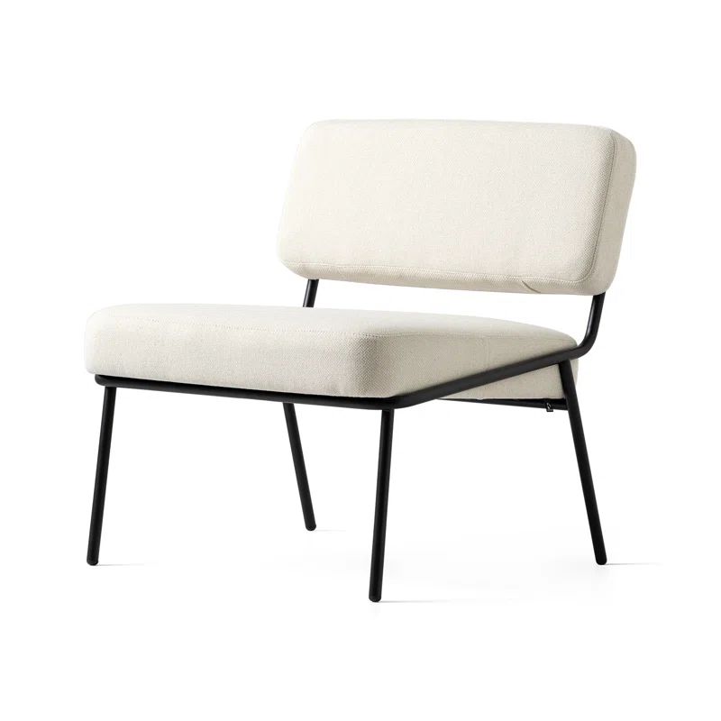 Matte Black Metal Frame Side Chair with Light Sand Polyester Upholstery