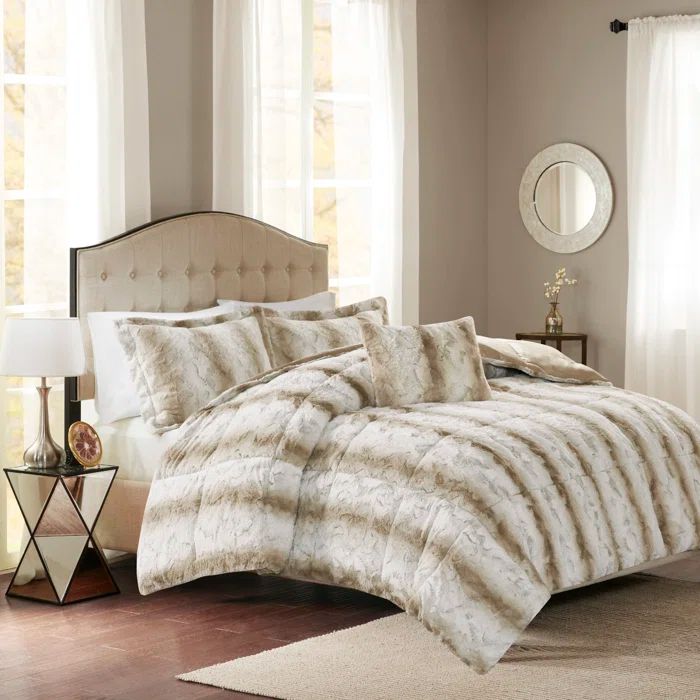 King Sand Faux Fur Down Alternative Comforter Set