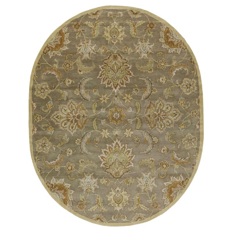 Flint Gray Hand-Tufted Oval Wool Area Rug, 8' x 10'