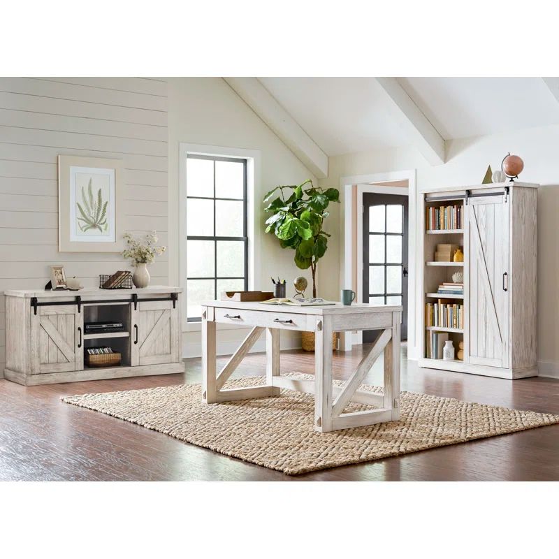 Avondale Farmhouse 48" White Adjustable Door Bookcase