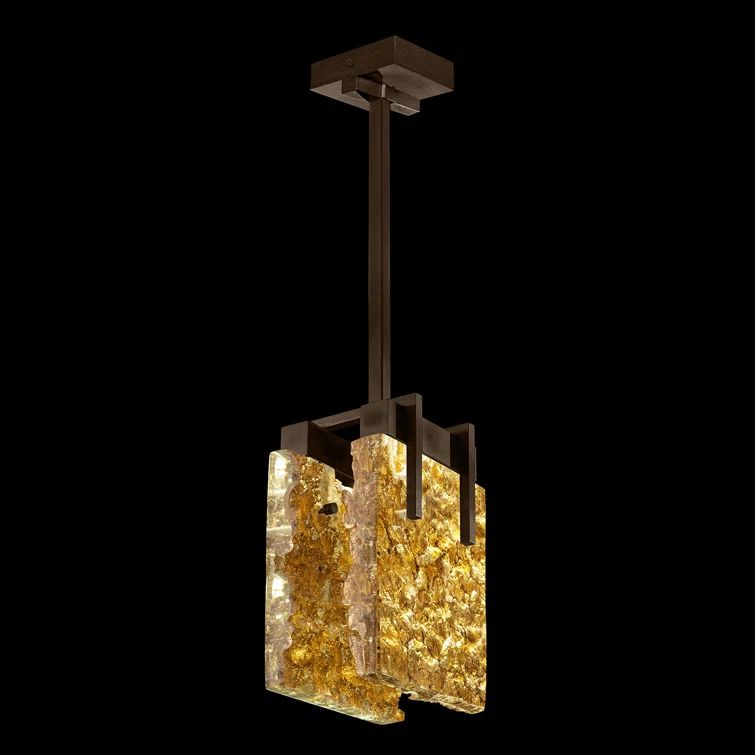 Bronze and Gold Leaf Glass Mini LED Pendant