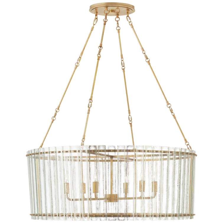 Antique Brass and Crystal 6-Light Candle Chandelier
