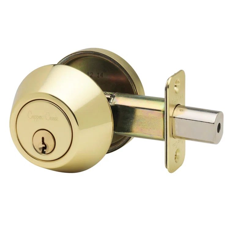 Polished Brass Single Cylinder Deadbolt with Round Rosette