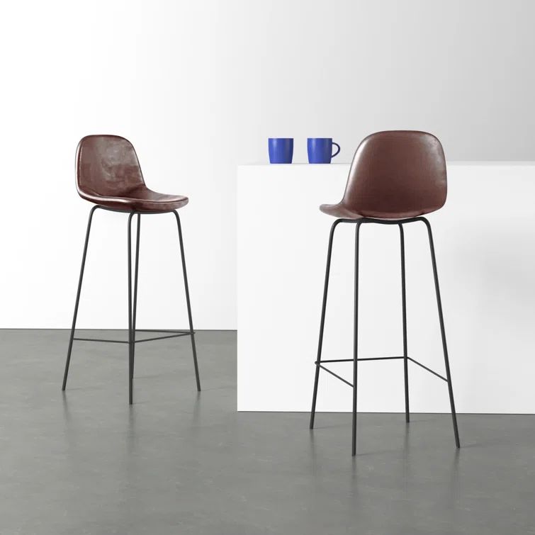 Maxine Modern Black Metal Frame Faux Leather Barstool Set