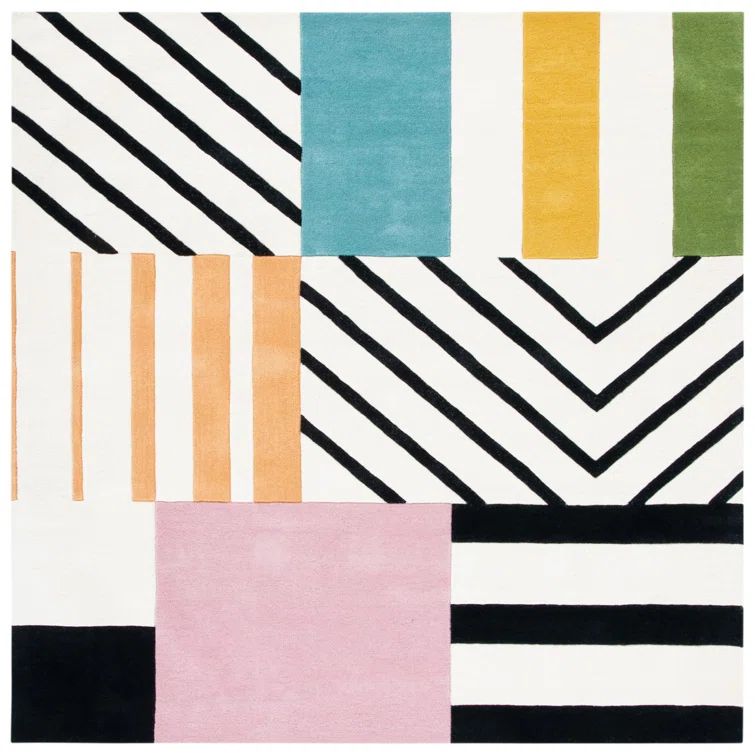 Tripoli Wool Ivory/Black/Pink Rug