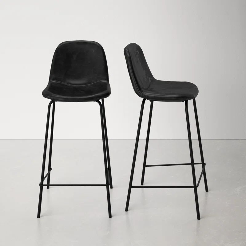 Maxine Vintage Black Metal Frame Vegan Leather Counter Stool