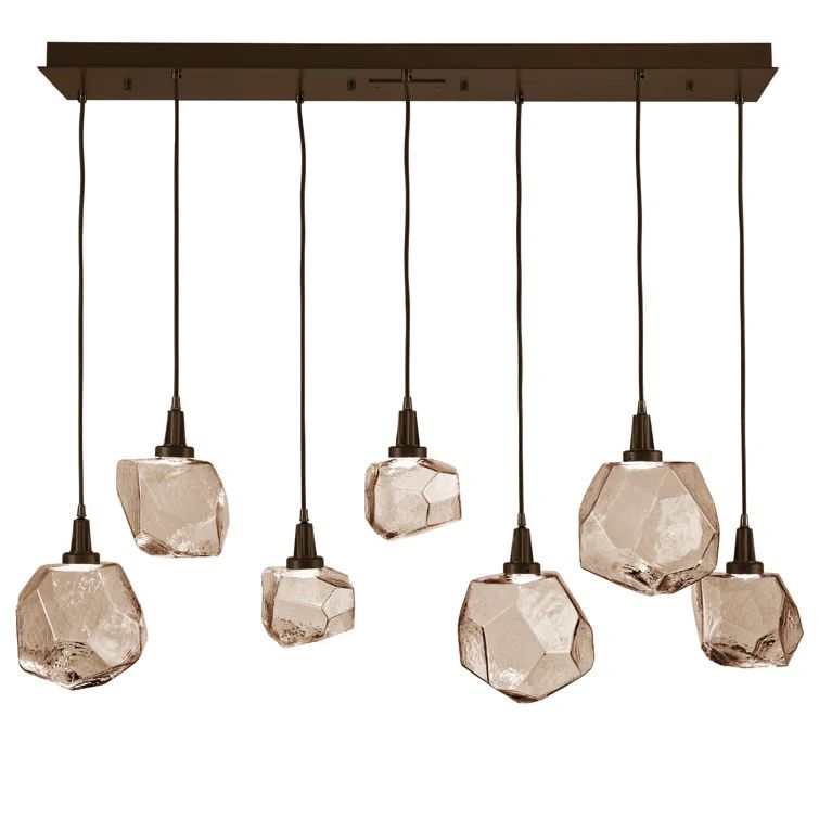 Matte Black and Bronze Glass LED Drum Pendant Light