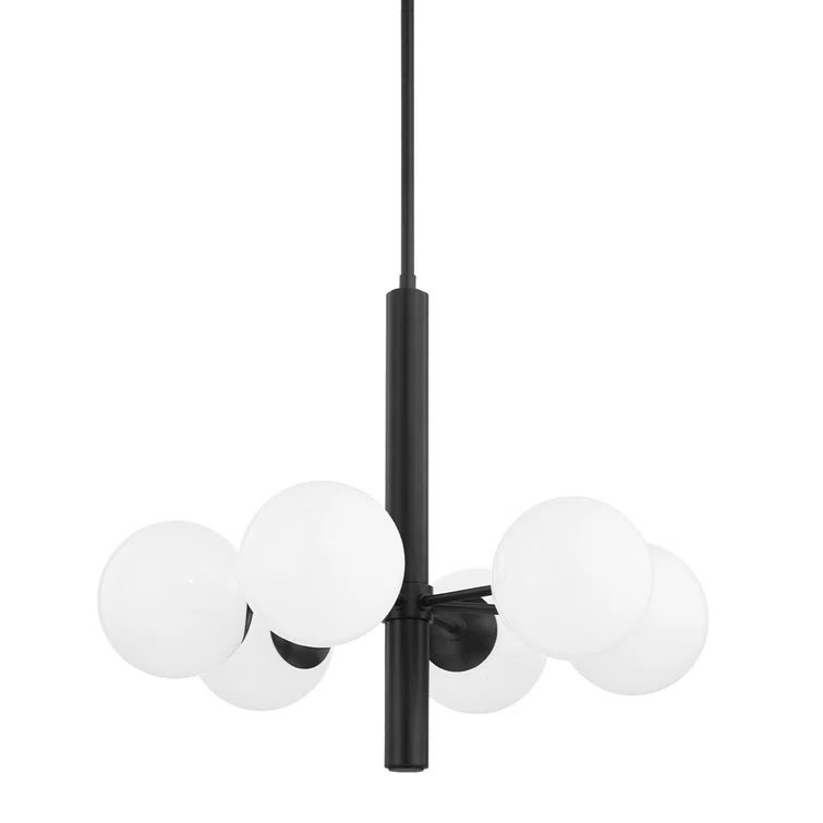 Stella Old Bronze 6-Light Globe Chandelier with Opal Glass Shade