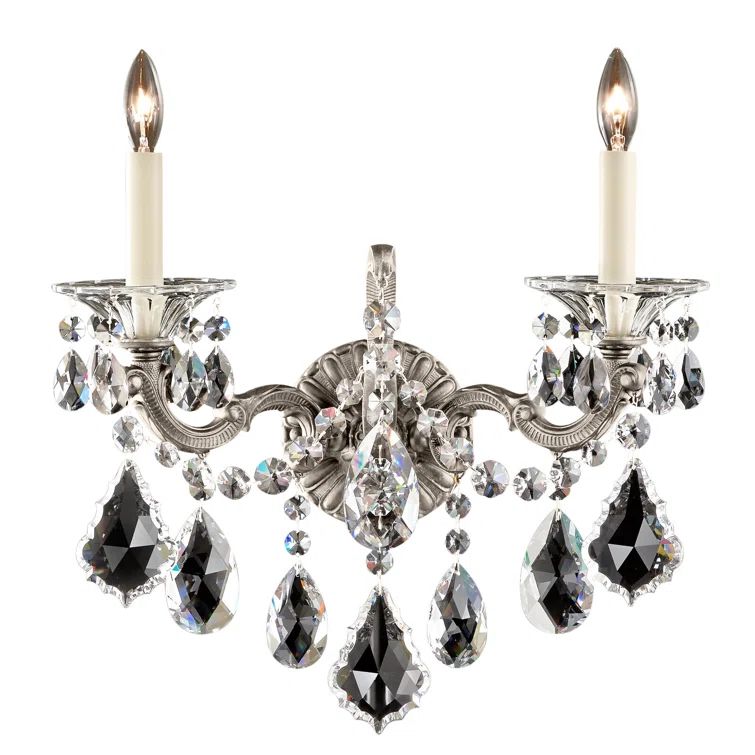 Etruscan Gold Dimmable 2-Light Wall Sconce with Clear Crystals