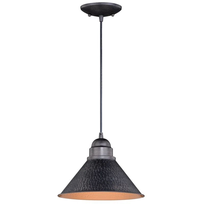 Rustic Outland Aged Iron & Gold Barn Light Pendant 10"