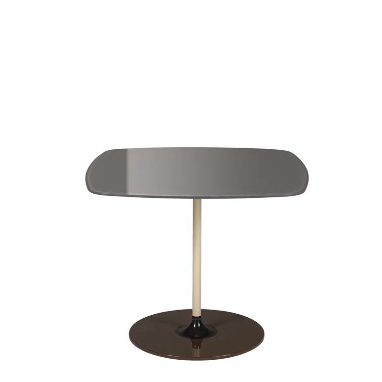 Lissoni Square Gray Glass & Metal Low Coffee Table