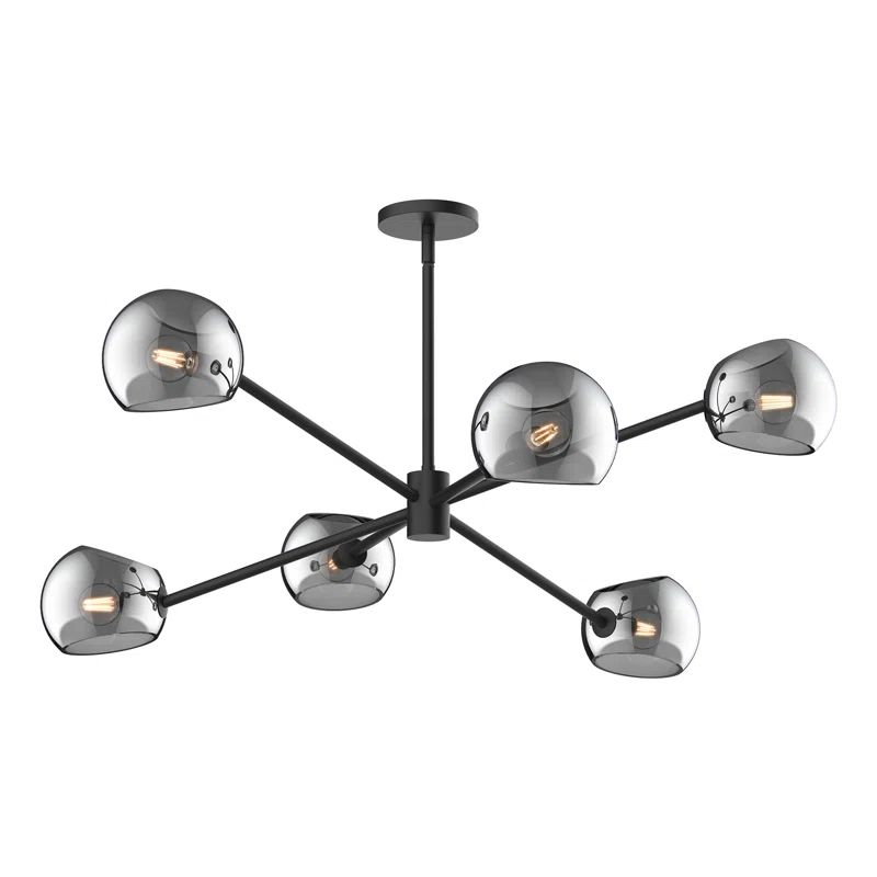 Matte Black and Smoke Glass Sputnik Chandelier