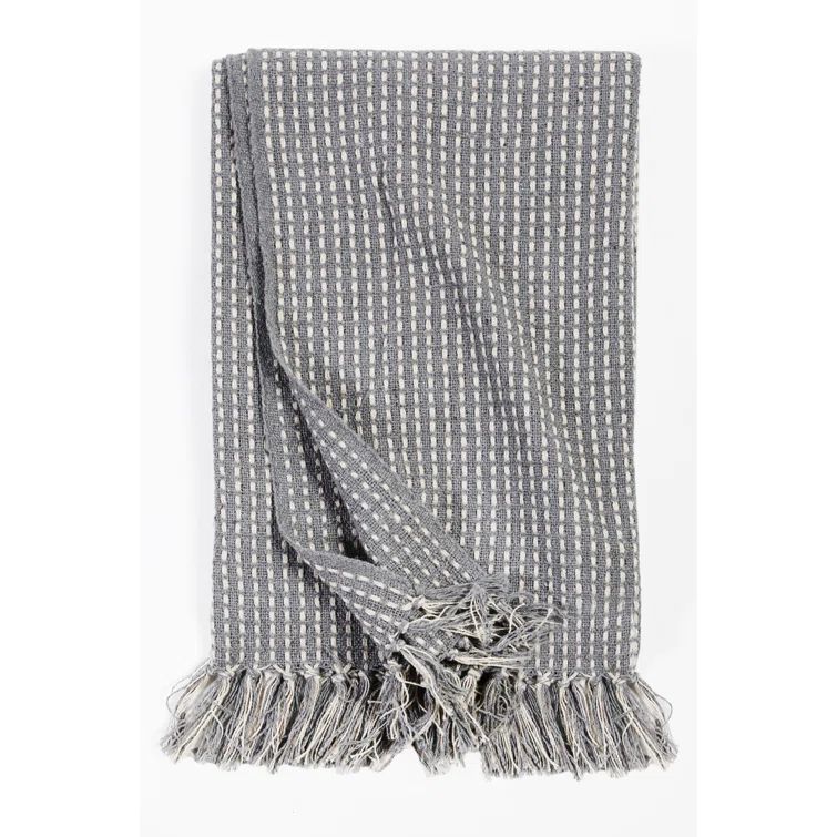 Jasper Oversized Striped Blue Gray Cotton Throw Blanket