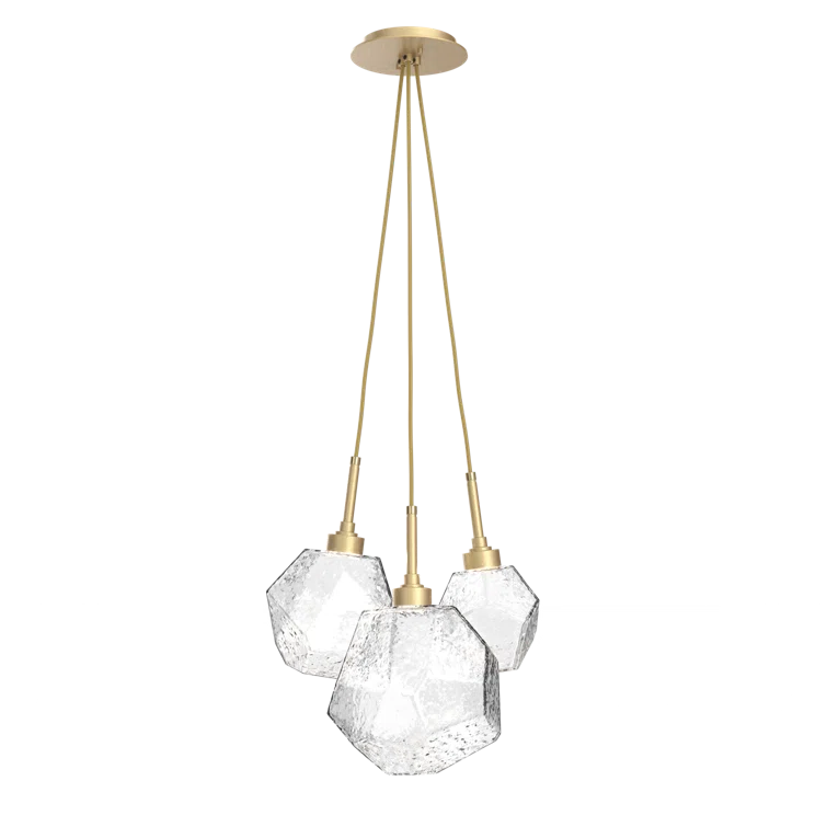 Aurora Gem 3-Light LED Cluster Pendant in Clear and Flat Bronze