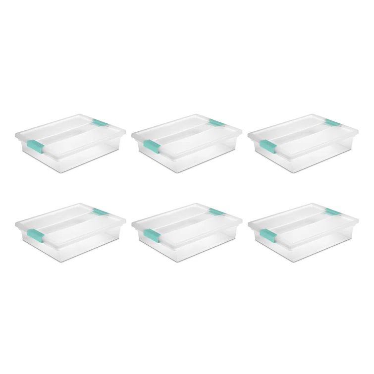 ClearView Stackable 5.7 Qt Plastic Storage Bin with Latching Lid - 6 Pack