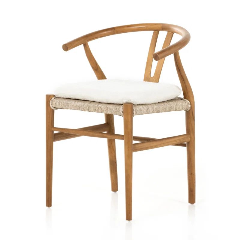 Ivory Natural Wood Wishbone Arm Chair