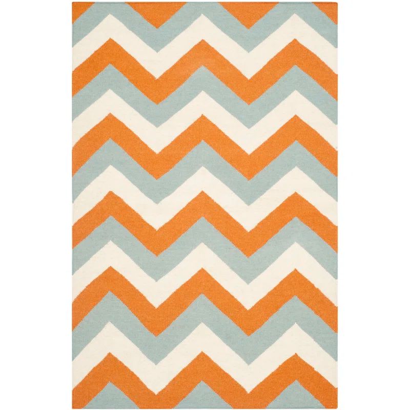 Julianne Terracotta Square Handmade Flatweave Wool Rug 4' x 6'