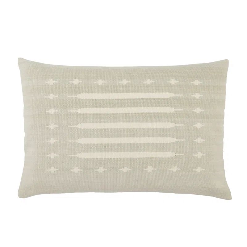 Estela White Cotton Geometric Lumbar Throw Pillow