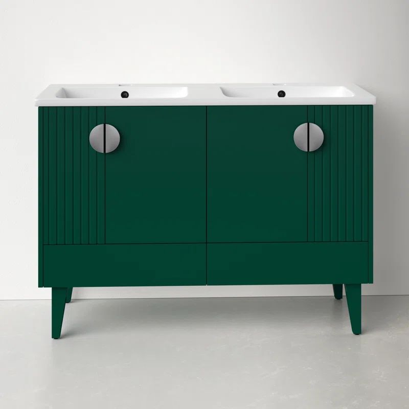 Venezian 47.25'' Chrome-Handled Green Double Bathroom Vanity