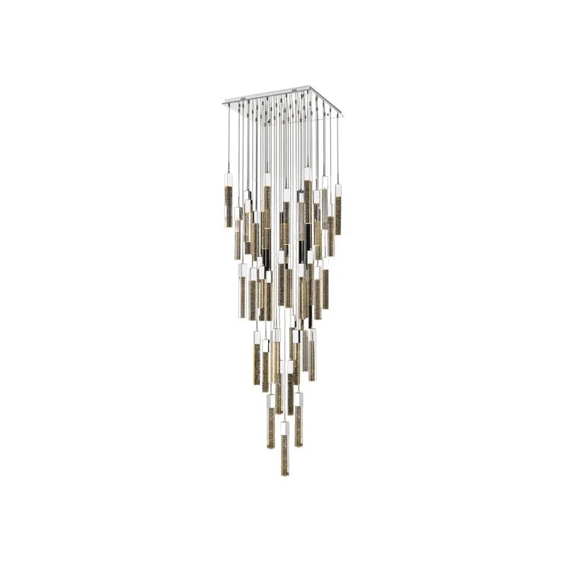 Aurora 41-Light Chrome LED Glass Cluster Pendant