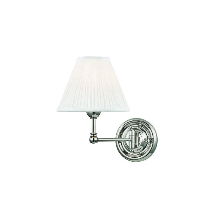 Polished Nickel Classic No.1 Swing Arm Wall Sconce with Off-White Silk Shade