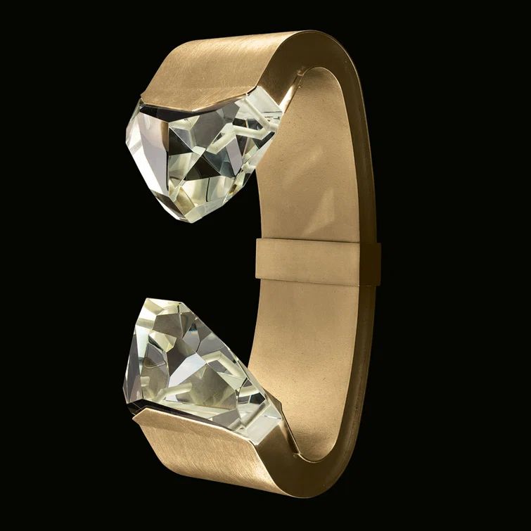 Strata Gold Leaf Dimmable 2-Light LED Wall Sconce with Carved Crystals