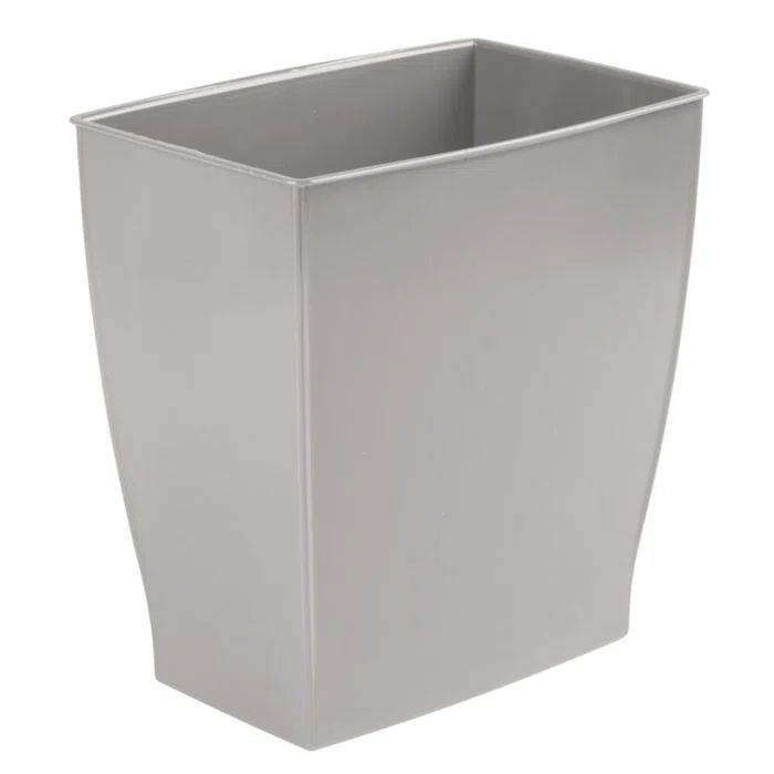 iDesign Mono Compact Gray Plastic Rectangular Wastebasket