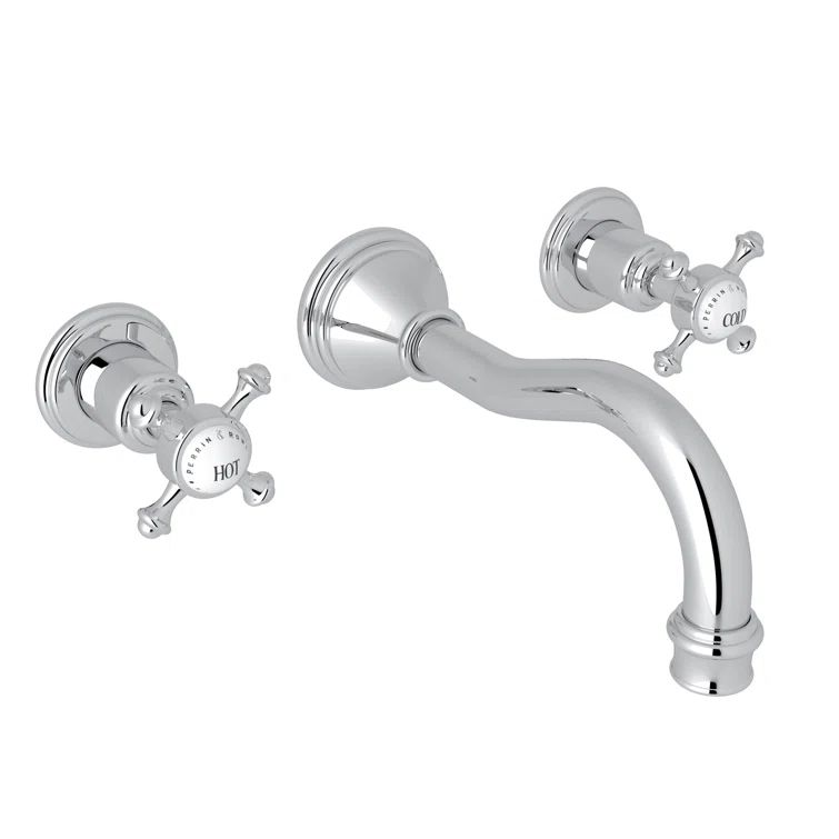 Georgian Classic 2-Handle Polished Nickel Brass Wall Mount Faucet