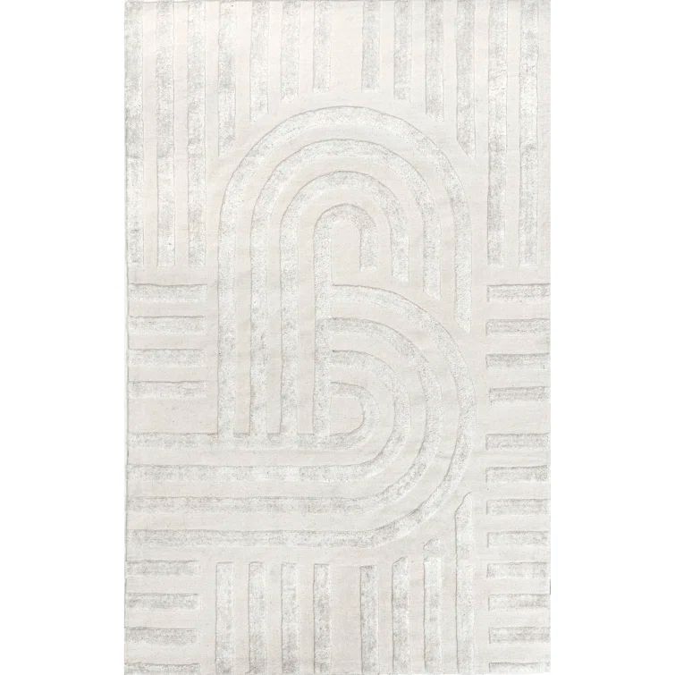 Downtown Ivory Square Tufted Wool-Synthetic Blend Rug