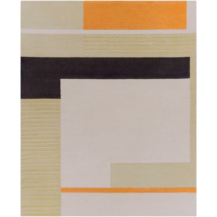 Elegant Gray Geometric 8' x 10' Hand-Tufted Wool Area Rug